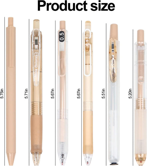 Buqoo Gel Pens Set, 5 Pack Retractable Gel Ink Pens 0.5mm Fine Points Pens Various Styles of Gel Pens with 1 Highlighter for Drawing Writing Planner School Supplies (Brownish Red Color) by Buqoo