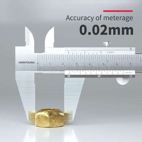 Vernier Caliper Calipers Measuring Tool Micrometer Carbon Steel Inch/Metric 0-6"Range 1/128 Inch Dual Reading Scale Professional High Accuracy Metal Vernier Caliper Gauge 0-6"L DRINYOUNG