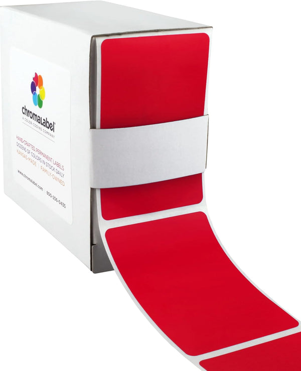 ChromaLabel 2 x 3 inch Permanent Color Code Rectangle Labels, 250 Labels per Box, Red