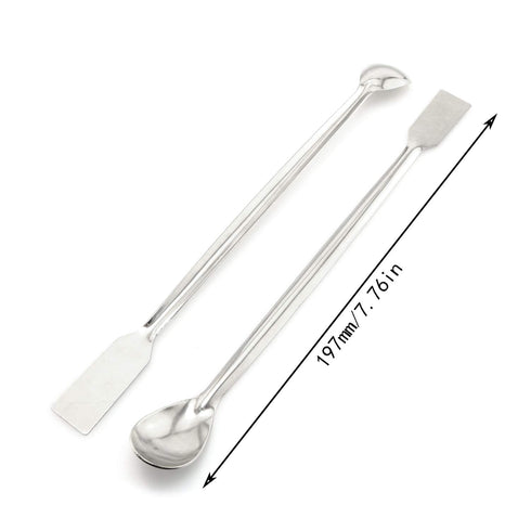 Maxmoral 3PCS Laboratory Spoon Spatula 2 in 1 Stainless Steel Lab Mixing Double End Reagent Sampling Spoon Spatula Tool 20cm