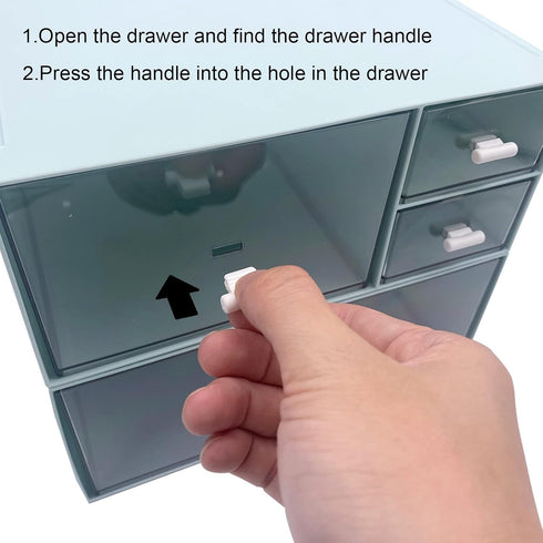Desk Organizer with 4 Drawers, Makeup Storage Box, Plastic Sundries Organizer for Bathroom Counter or Dresser, Blue