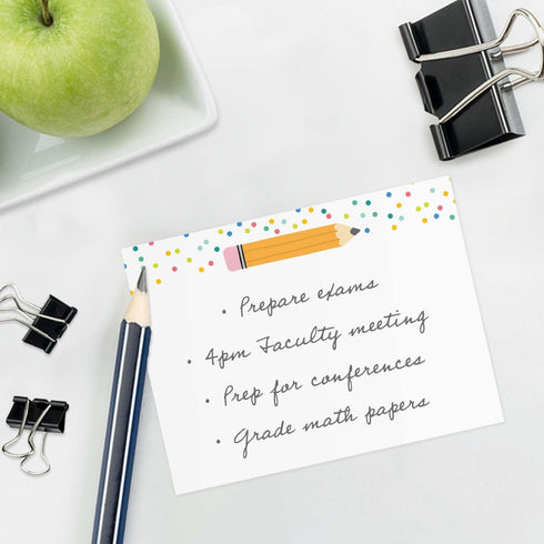 Cute Teacher Icons Sticky Note Pads, 4" x 3", 50 Sheets Per Pad, Set of 6 Designs, Made in USA