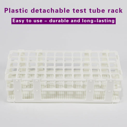 Plastic Test Tube Rack for 16mm Tubes, 60 Wells, White, Detachable (60 Hole)