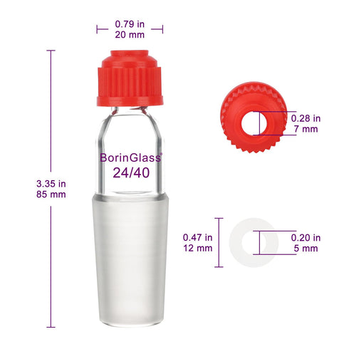 Thermometer Inlet Adapter, Heavy Duty Borosilicate Glass Distillation Apparatus Accessory with 24/40 Inner Joint, 80mm Height, 1 Pack