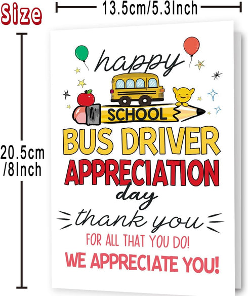 MOROLURU School Bus Drivers Day Card, Thank You Card for School Bus Driver, Appreciation Greeting Card for Bus Driver