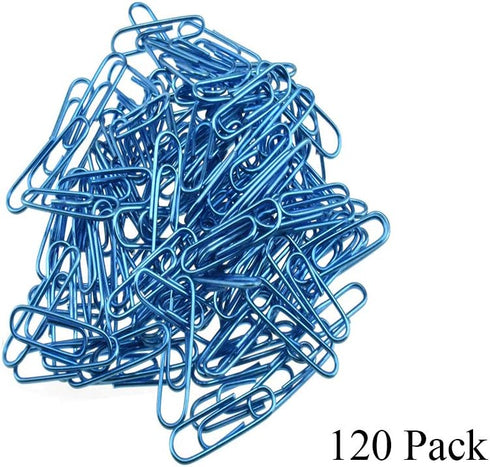 HAHIYO Paper Clips Large 1.3 inches (33mm) Length, Blue Vinyl Coated Paperclips for Organizing Home Office