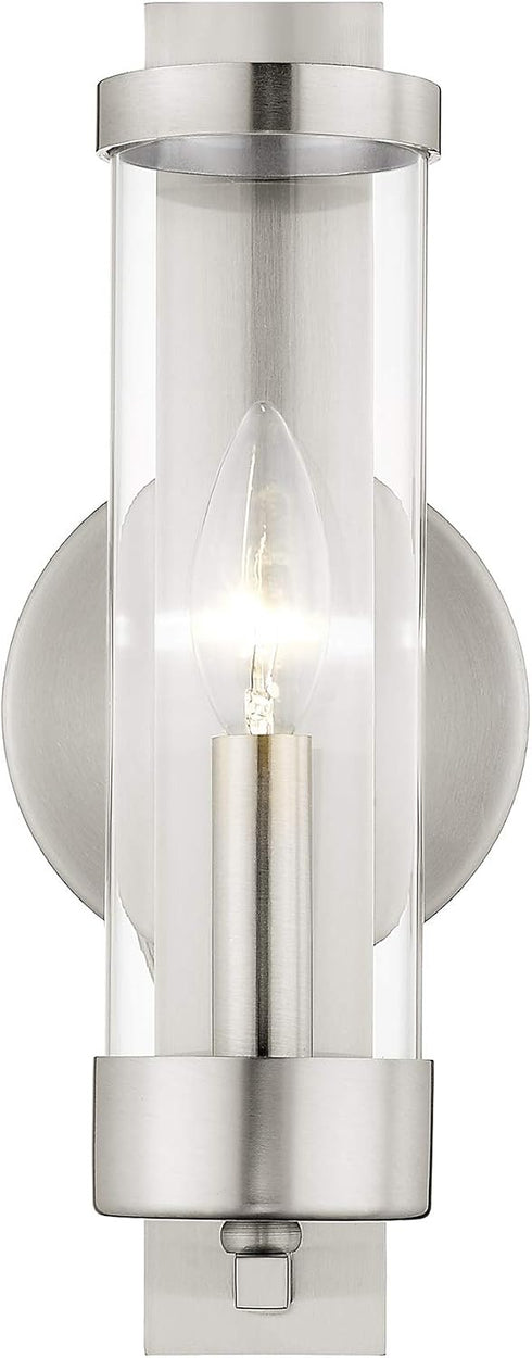 10141-91 Livex Lighting Brushed Nickel Wall Sconce with Clear Glass