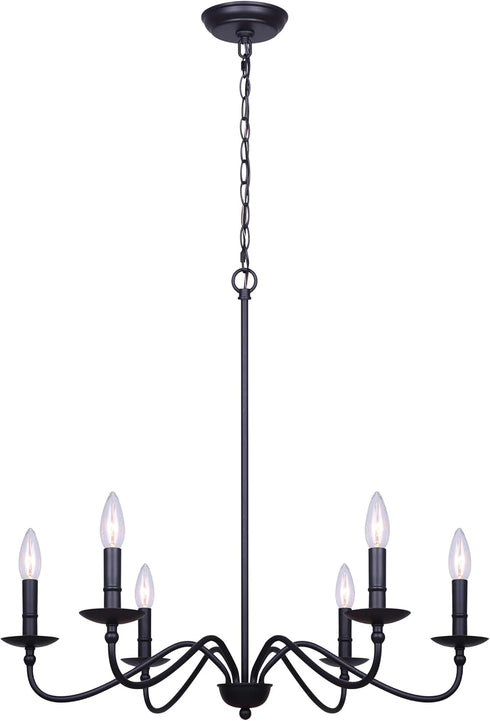 Paige 6-Light Chain Chandelier - Black Finish, 60W Type C, 26" W