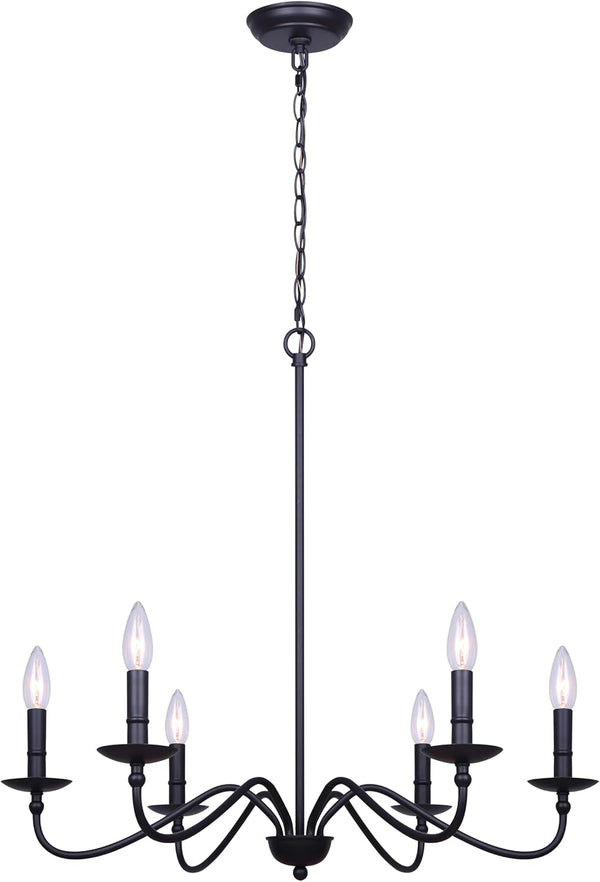 Paige 6-Light Chain Chandelier - Black Finish, 60W Type C, 26" W