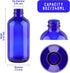 12 Pack 8 oz Cobalt Blue Glass Bottles, 240ml Boston Round Sample Bottles with Black Poly Cone Caps, Labels & Funnels