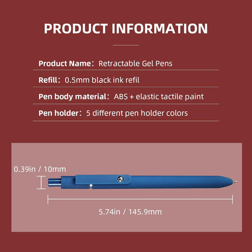 Gel Pens, 10 Pcs 0.5mm Black Ink Fine Point Smooth Writing with Silicone Grip, High-End Series for Journaling