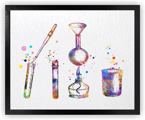 Dignovel Studios 8X10 Unframed Chemical Lab Test Tubes, Pipette Chemistry Medical Art Laboratory Science Biology Poster