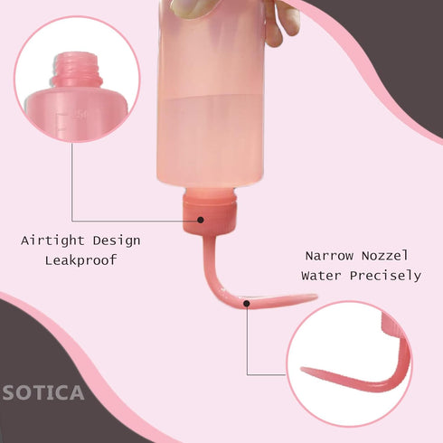 Sotica Wash Bottles: 3pcs Pink Squeeze Bottles, 8oz Narrow Mouth Squirt Bottles for Tattoo and Lab