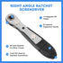 Right Angle Screwdriver, 42 PCS 1/4 Mini Ratchet Set, 90 Degree Offset Wrench with Hex/Torx/Slotted/Phillips Bits