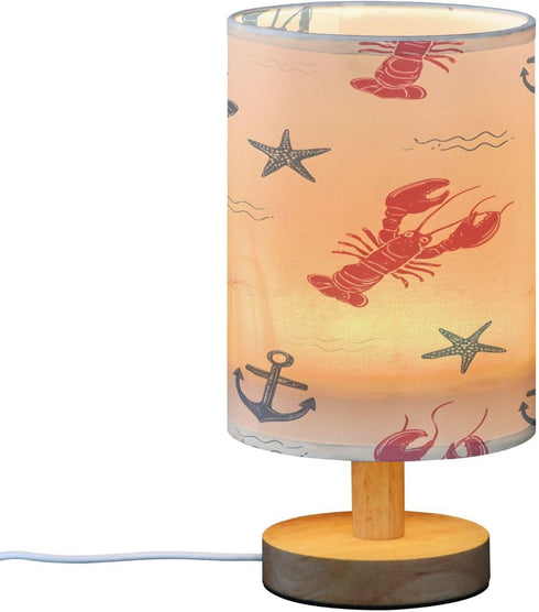 ALAZA Doodle Anchor Anchor Bedside Table Lamp with USB Port for Bedroom Nightstand Lamps Night Light Linen Fabric Shade