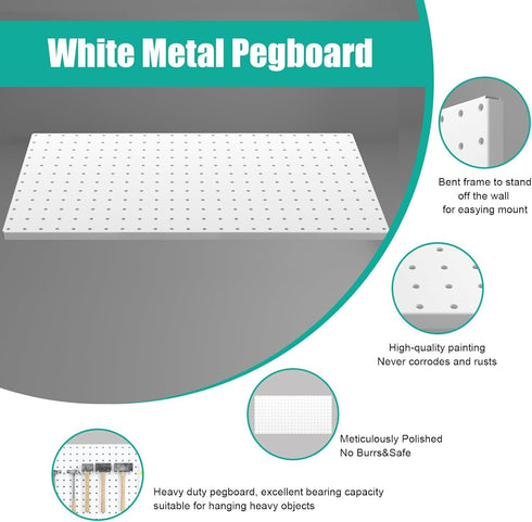 Metal Pegboard Panels, 24”×12” Pegboard Wall Organizer, 2 Pcs Large Metal Peg Board for Home, Garage Tool Storage