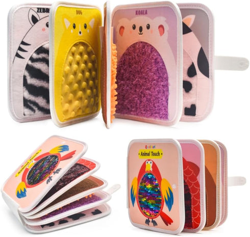 Qustikuri Cute Animal Touch Book Textured Sensory Toys for Autistic Children Disorder Fun