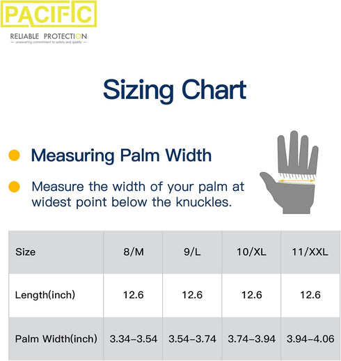 PACIFIC PPE Heavy Duty Chemical Resistant Gloves, Industrial Rubber Gloves, Large, 12.6", Resist Acid, Alkali, and Oil