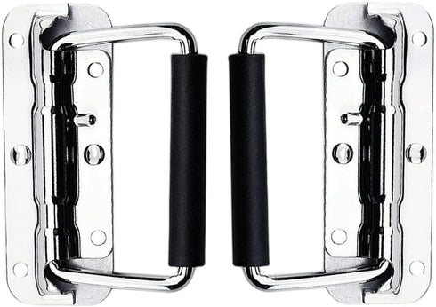 4Pcs Stainless Steel Folding Spring Handle for Toolbox, Suitcases, Equipment Cabinet Pull Drawer Knobs, Free Screws