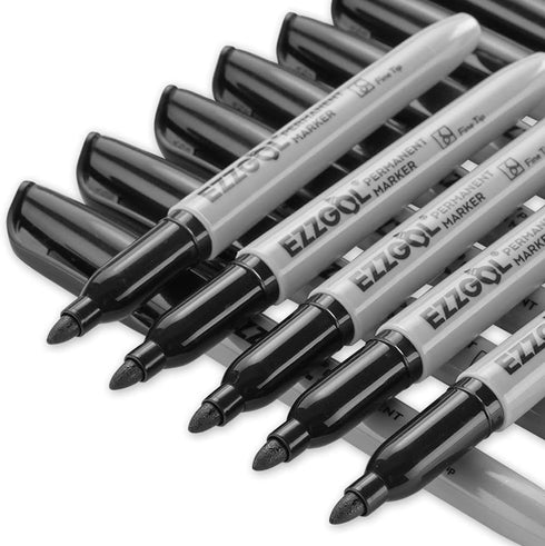 Permanent Markers Bulk, 72 Pack Fine Tip Black Waterproof Marker Set, Quick Drying, Smear Proof Pens for Office, School