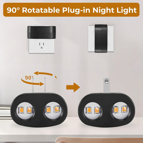SETEN 4-Pack 2700K LED Night Lights Plug into Wall, Soft White with Light Sensor, Ambient Lighting for Hallway
