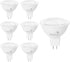 Bioluz LED 6 Pack MR16 Bulb, 50W Halogen Replacement, Non-Dimmable 7W 3000K, 12V AC/DC, Pack of 6