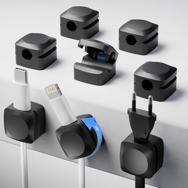 Daisyhome Rotatable Cord Organizer, Enhanced Spring Cable Clips, Strong Adhesive Cable Management, Desk