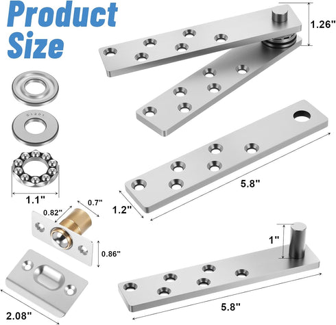 PercyEffie 200Lb Doors,360 Pivot Hinge Heavy Duty for Max Wood Door,Hidden Door Hinge for Secret Degree Rotation,Pivot