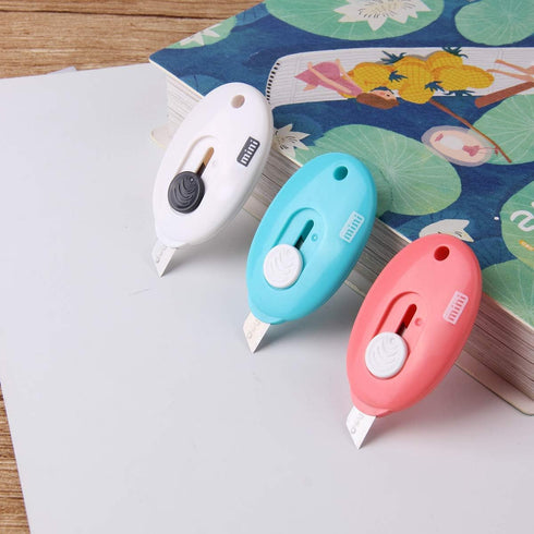 Mini Retractable Utility Knife Box Cutter with Key Chain Hole - 9pcs Alloy Steel Splicing Knife