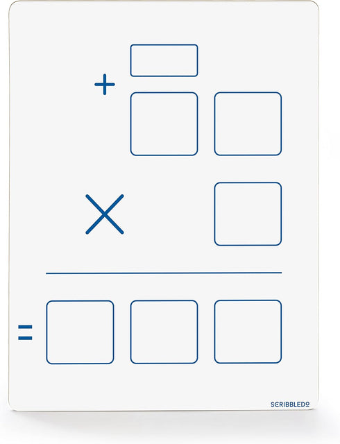 SCRIBBLEDO 9"x12" Double Sided Dry Erase Long Multiplication Board for Home, School, Kids, Students Math
