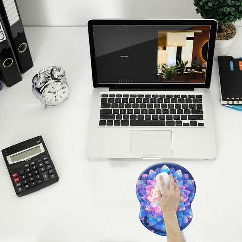 Wrist Support Mouse Pad, Non-Slip Rubber Base, Small Desktop Mouse Mat for Home Office, Beautiful Mandala Design