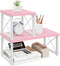 ELITEROO 2 Tier Desktop Shelf - Independent Stackable Desk Stand, Adjustable Freestanding Mini Bookshelf, Pink