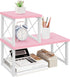 ELITEROO 2 Tier Desktop Shelf - Independent Stackable Desk Stand, Adjustable Freestanding Mini Bookshelf, Pink