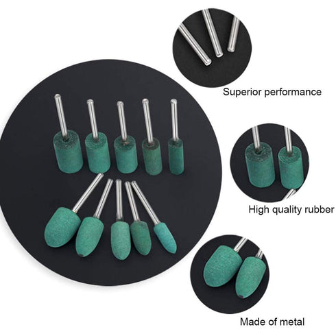 Rubber Polishing Burrs Bits, Bullet Cylinder Shape Mounted Point Polishing Bits for Electric Drill, Rotary Tool