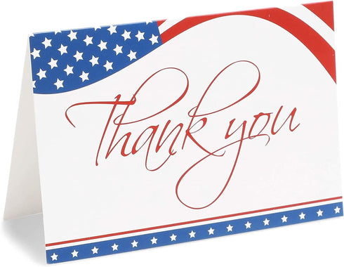 Pipilo Press 120 Pack 4x6-inch 4th Bulk Patriotic Thank You Cards with Envelopes for Veterans Day and of July