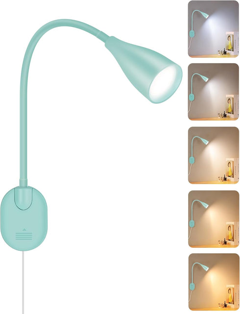 LED Wall Mounted Bedside Reading Light, 3 Color Modes,10 Brightness Dimmable, USB
