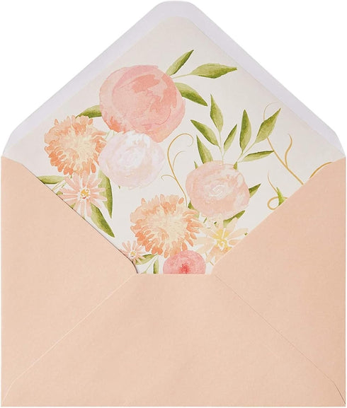 Paper Junkie Floral Envelopes for Invitations and Greeting Cards - Blush Pink, 5x7 in, 50-Pack