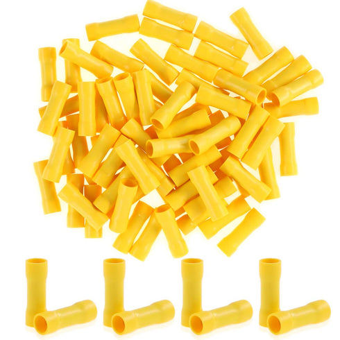 Glarks 100pcs 12-10 Gauge Butt Electrical Insulated Quick Splice Crimp Terminals Connectors
