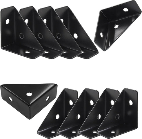 Zorfeter 10Pcs 38mm 38mm x Black Corner Brace Brackets, Metal Triangle Corner Shelf, Cold Rolled Steel Support Bracket