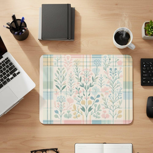 Generic 15.7"x11.8" Spring Plaid Floral Desk Mat Multifunctional Makeup Table Pad, Waterproof Vanity Cover Top