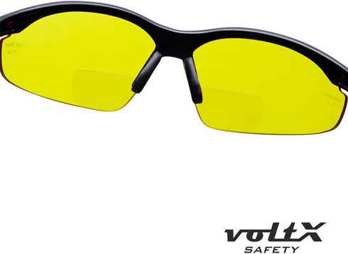 voltX 'CONSTRUCTOR' BIFOCAL Reading Safety Glasses, YELLOW +1.5 Dioptre, ANSI Z87.1+ & CE EN166F Certified