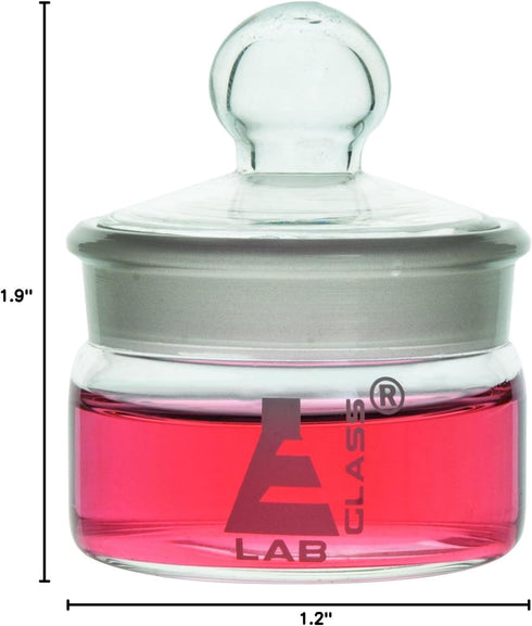 EISCO Low Form Weighing Bottle, 35ml Capacity, Borosilicate Glass with Interchangeable Ground Stopper