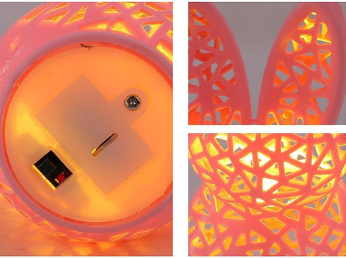 Generic 3D Easter Hollow Rabbit Lamp Bunny Lighted Figurine Print Hollow Out Bunny Lamp Light up Easter Rabbit Statues