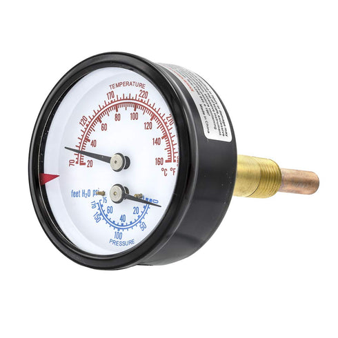 PIC Gauges TRI-RC-254R2.95-D Commercial Tridicator, 2-1/2" Dial, 1/4" Male NPT, 0/75 psi Range, Black Steel Case