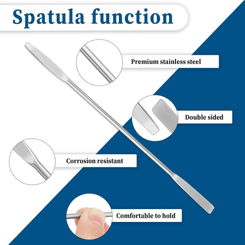2PCS Mini Double-Ended Spatula, Stainless Steel Lab Spatula with Micro Square/Round Ends, 6.2"