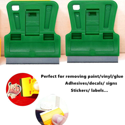 1.5 inches High Visibility Mini Razor Blade Scraper Glass Scraper Green Paint Window Scraper With 5 Metal Scraper Razor Blades 5 Dual Plastic Double Edge Razor Blades Removing Decal Stickers