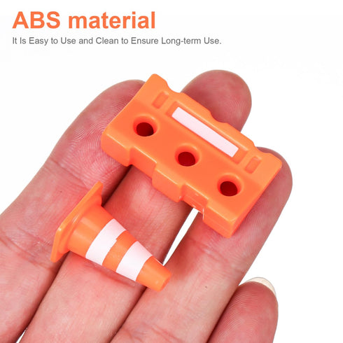 TOPPERFUN 48Pcs Set, Mini Plastic Traffic Cones, Miniature Fence Barricade Signs, Construction Road Small Orange Cone