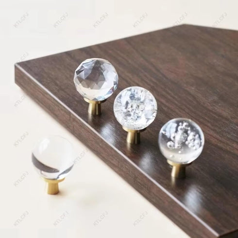 Aoleegatt Single Hole Crystal Ball Handle Furniture Wardrobe Pure Copper Handle Drawer Cabinet