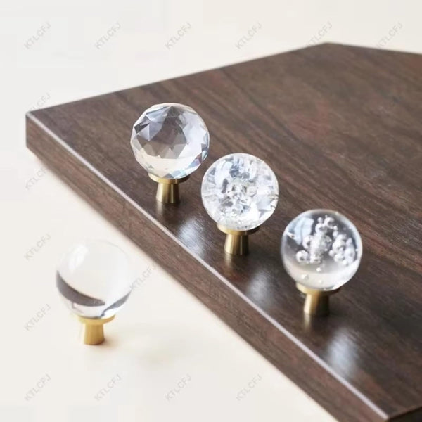 Aoleegatt Single Hole Crystal Ball Handle Furniture Wardrobe Pure Copper Handle Drawer Cabinet