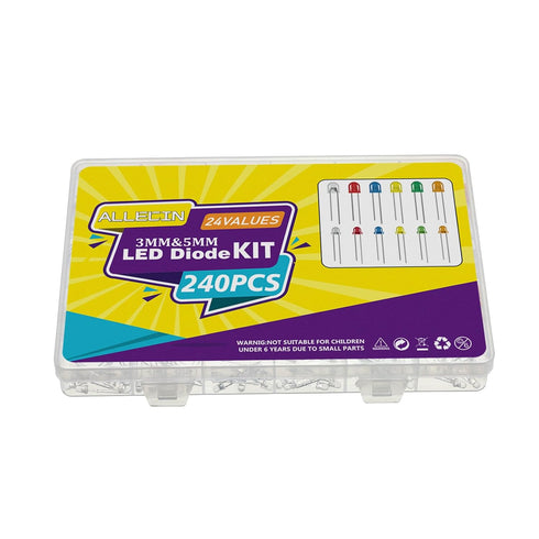 24 5MM 3MM Values Multicolor LED Light Emitting Diodes Kit White Red Blue Yellow Green Orange Purple Transparent Round